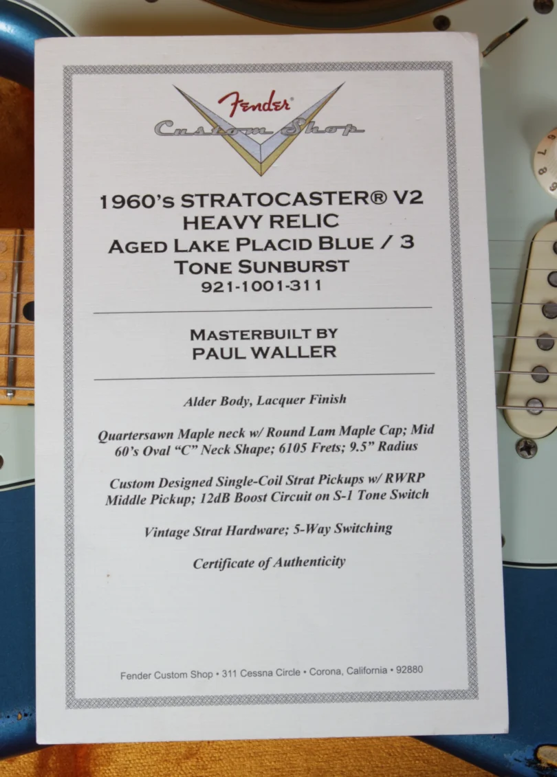 Fender Custom Shop Paul Waller Masterbuilt Stratocaster 1960 Lake Placid Blue over 3 Tone Sunburst, – Bild 23